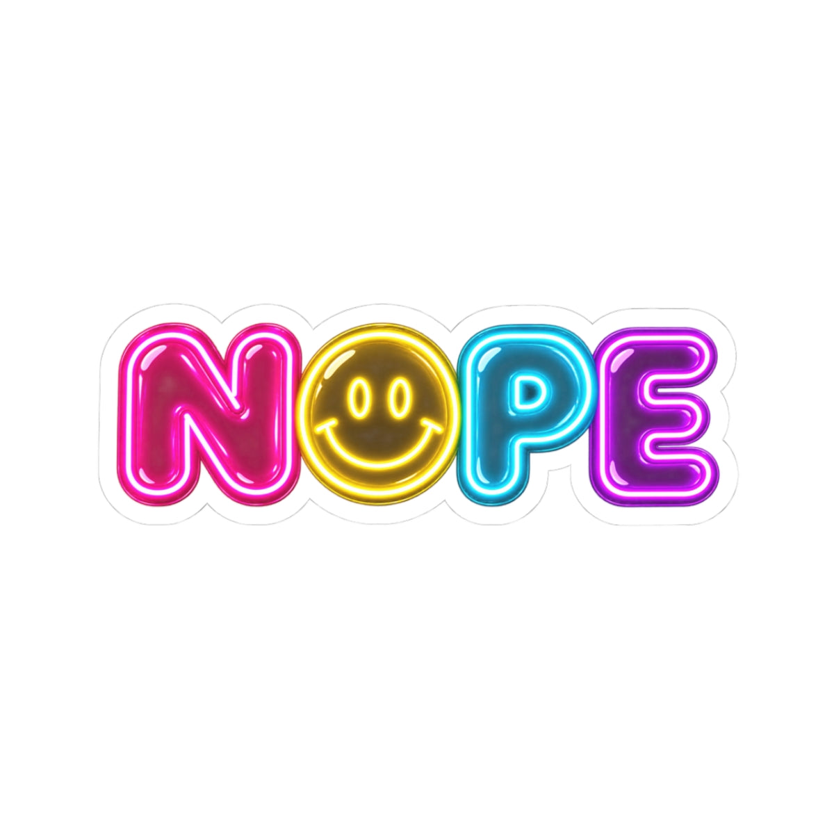 Neon NOPE smiley sticker | Retro Throwback Sticker