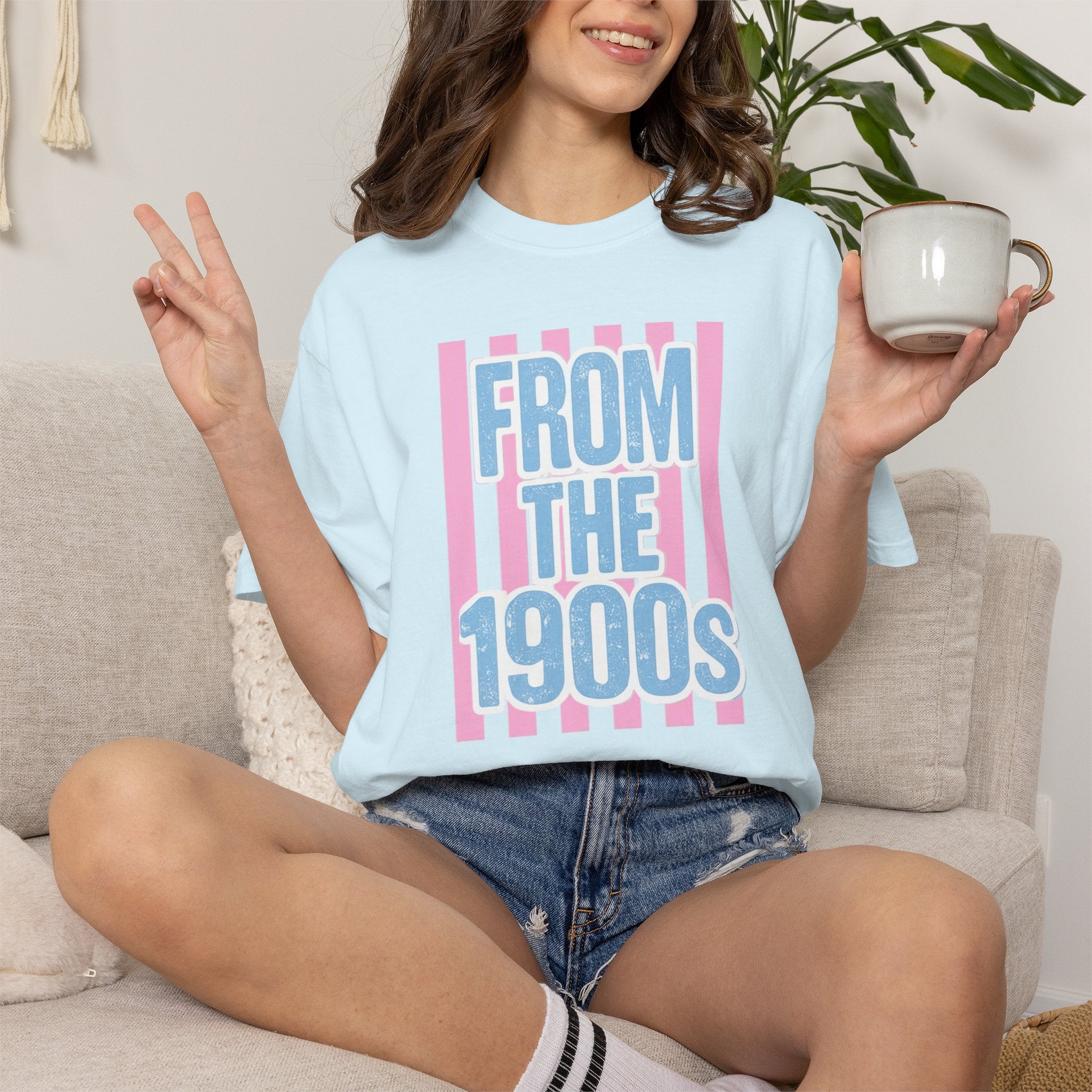 "From the 1900s" Retro Graphic Tee | Funny Millennial 90s Nostalgia Shirt | Pastel Aesthetic Comfort Colors Oversized Streetwear Top