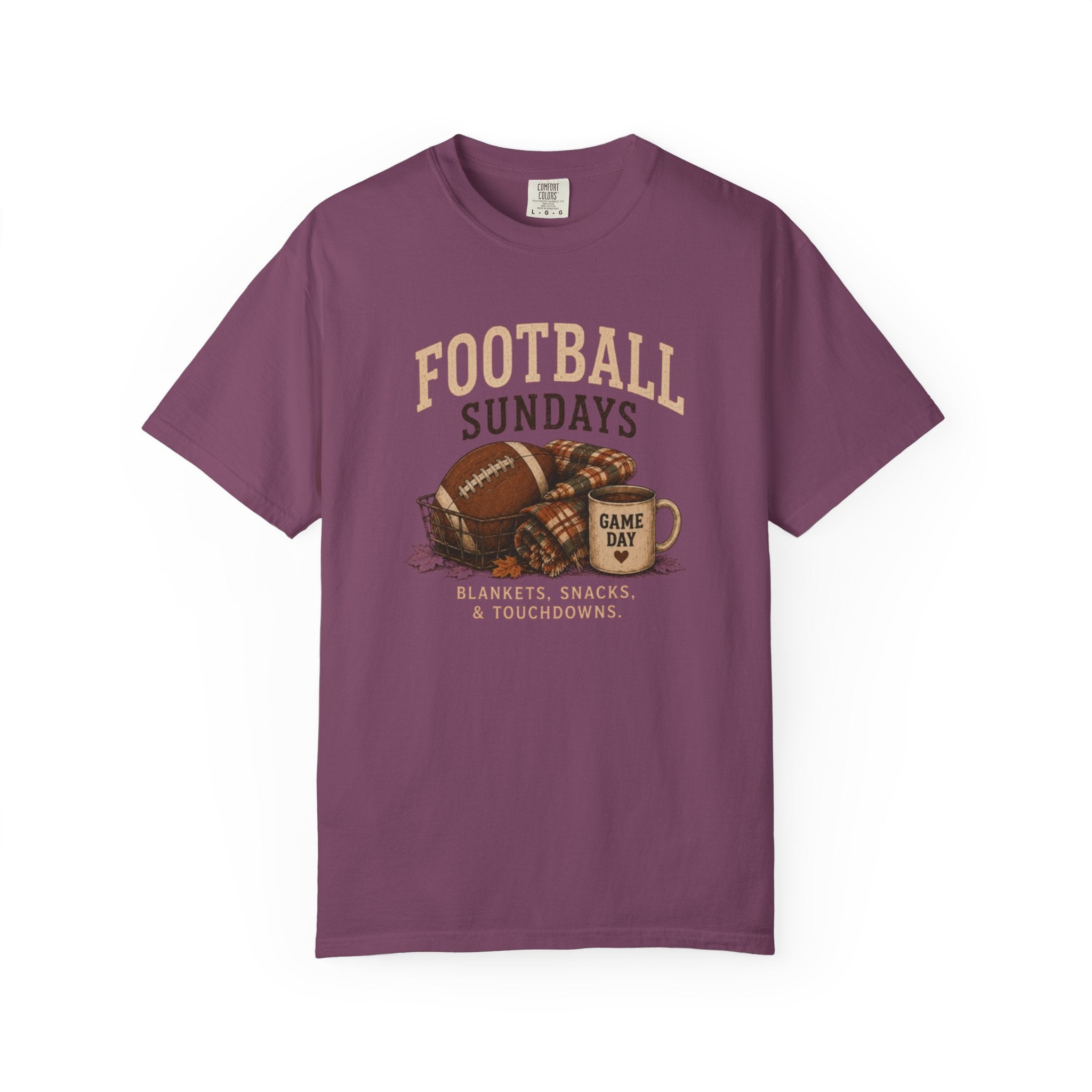 Vintage Football Sundays Shirt | Comfort Colors Game Day Tee | Blankets Snacks and Touchdowns Graphic T-Shirt | Retro Fall Sports Top