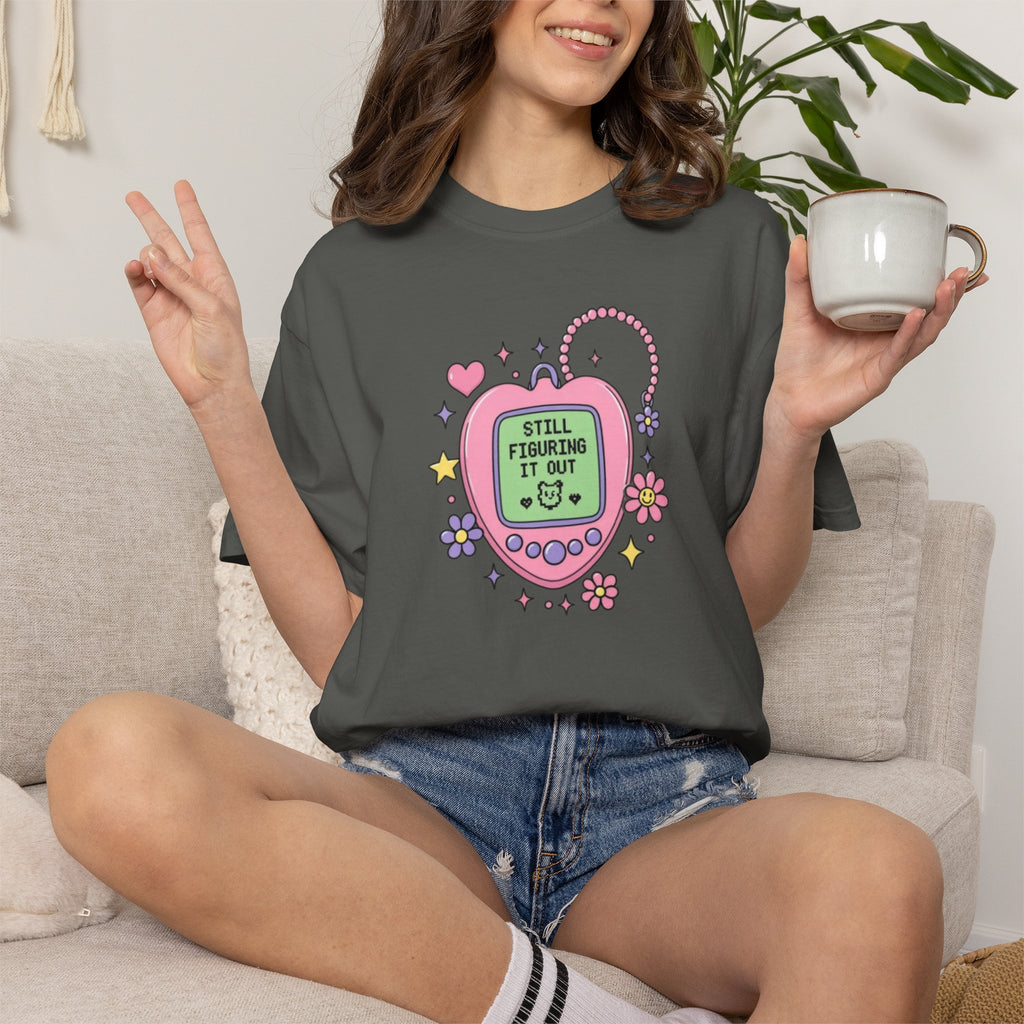 Nostalgic Digital Pet T-Shirt, Y2K Aesthetic Graphic Tee, Retro 90s Pixel Heart Shirt, Pastel Cute Unisex Graphic T-Shirt, Daily Reminder Top
