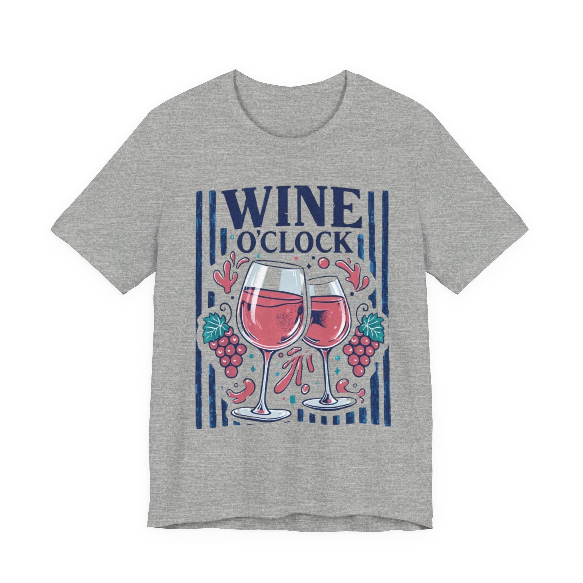 Wine O'Clock T-Shirt | Wine Glasses, Grapes, Vintage Stripes