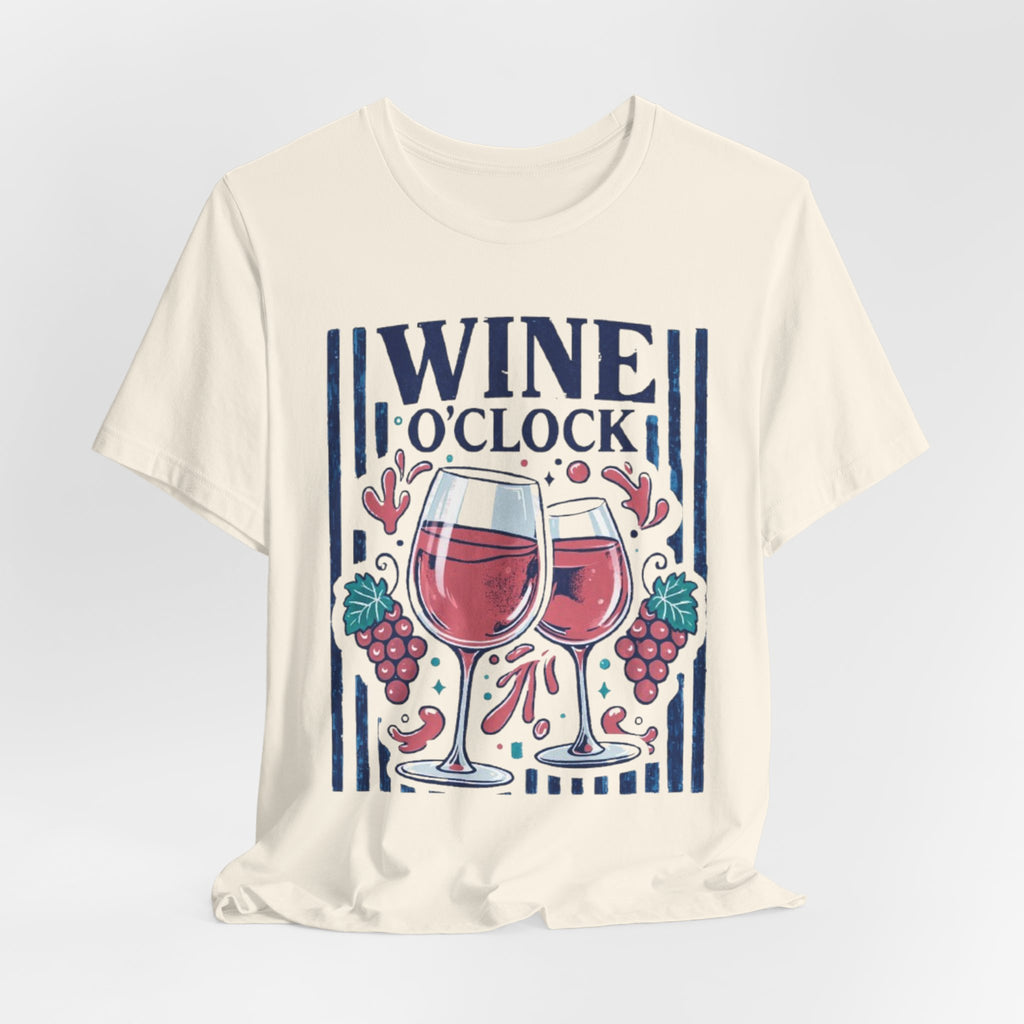 Wine O'Clock T-Shirt | Wine Glasses, Grapes, Vintage Stripes