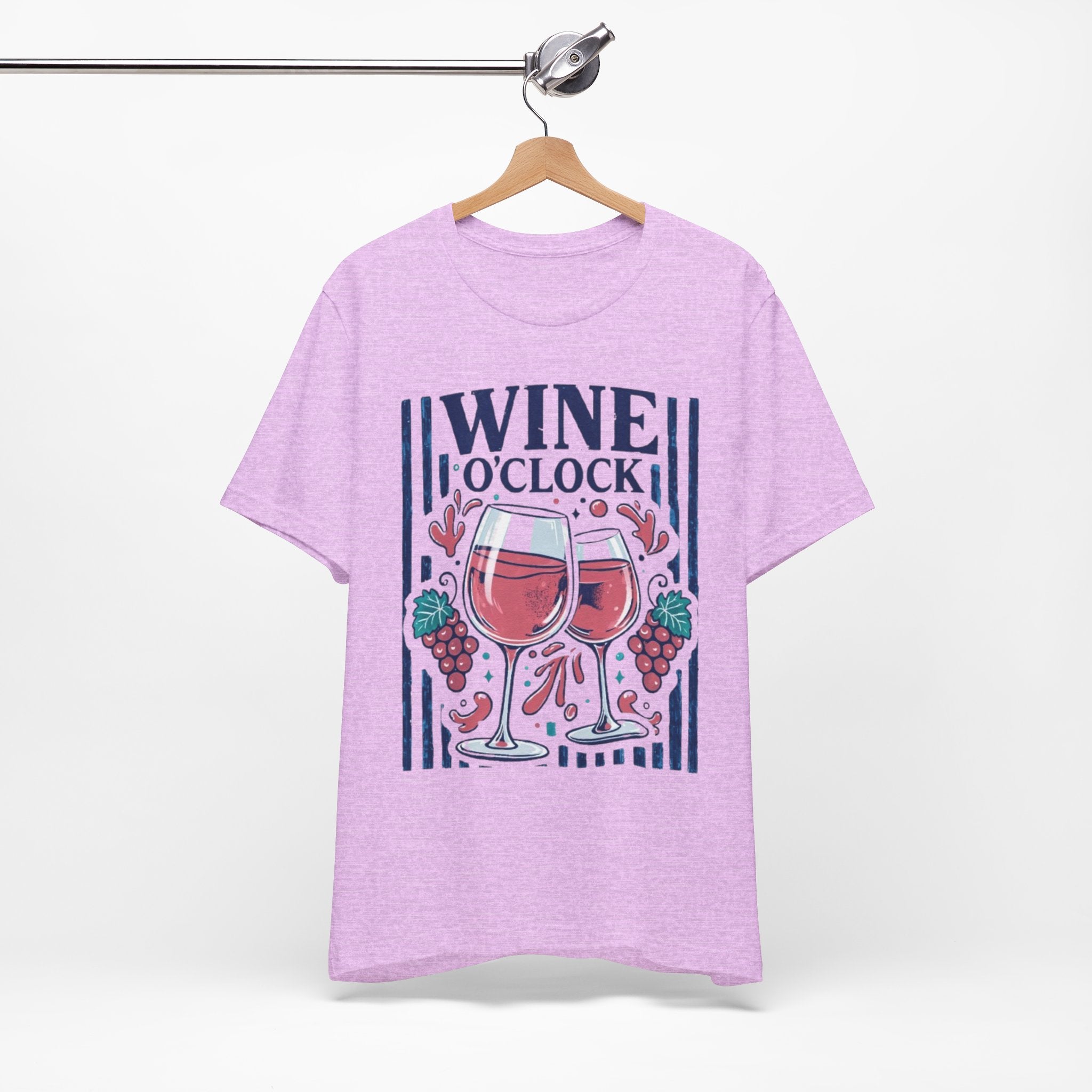 Wine O'Clock T-Shirt | Wine Glasses, Grapes, Vintage Stripes