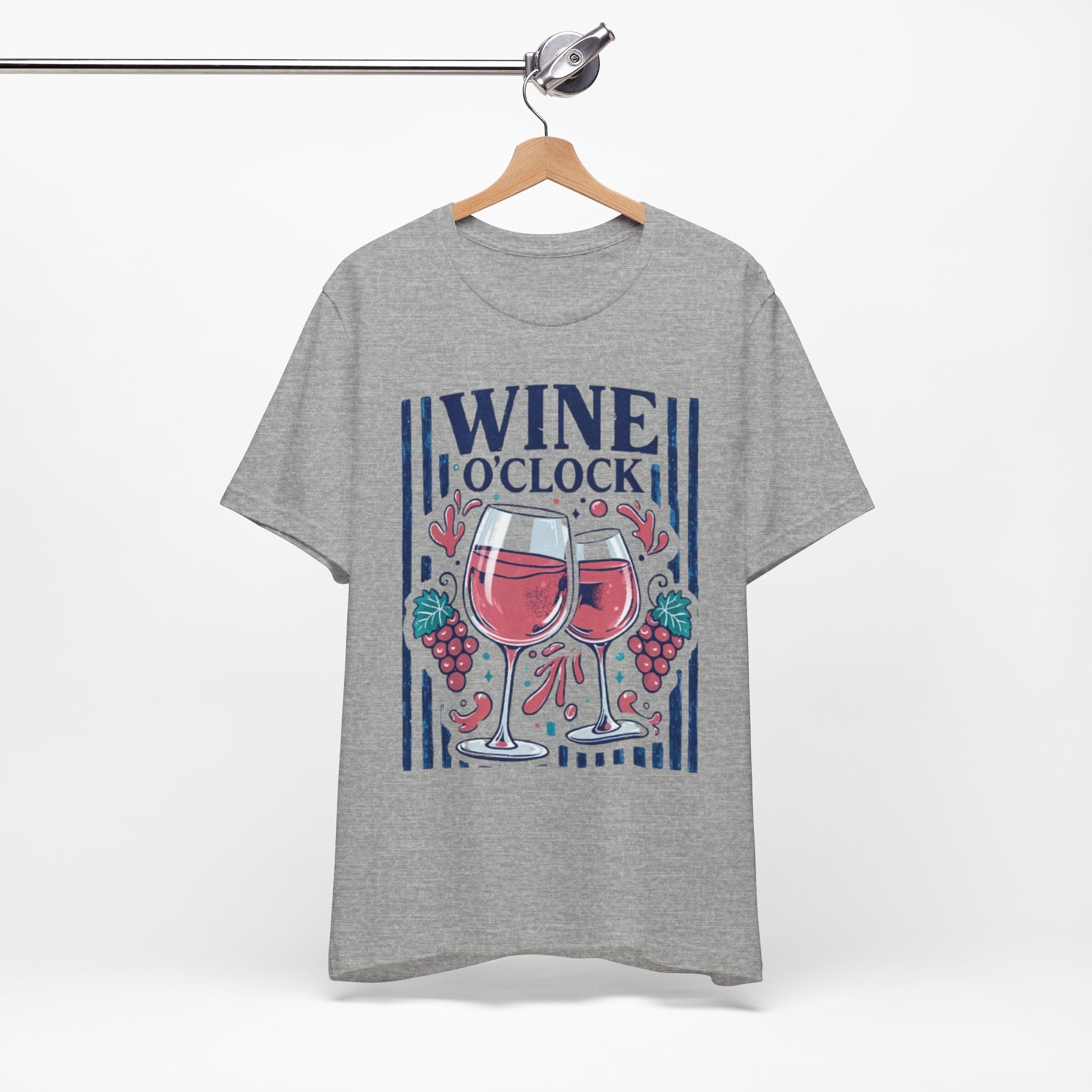 Wine O'Clock T-Shirt | Wine Glasses, Grapes, Vintage Stripes