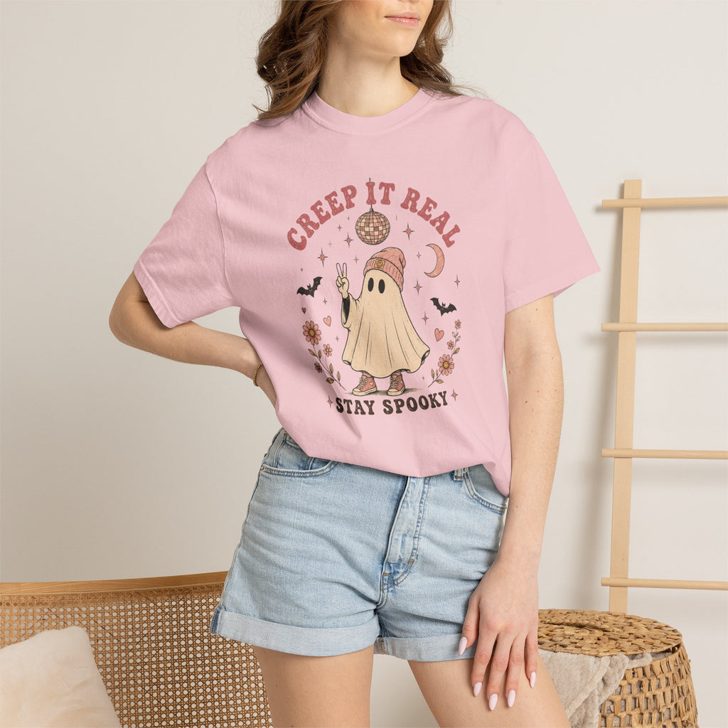 Cute Ghost Halloween Shirt | Creep It Real Retro Tee | Vintage Spooky Season Shirt | Girly Fall Graphic T-Shirt