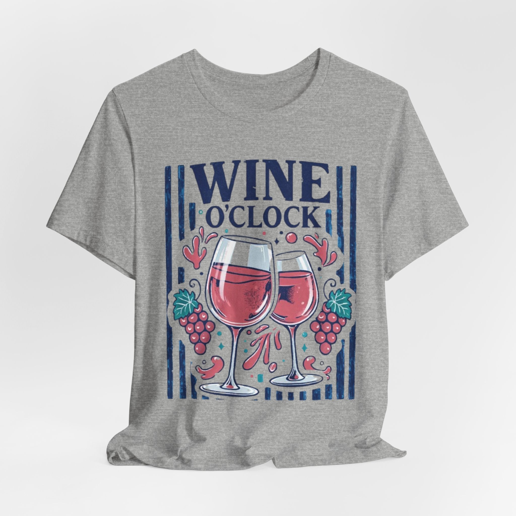 Wine O'Clock T-Shirt | Wine Glasses, Grapes, Vintage Stripes