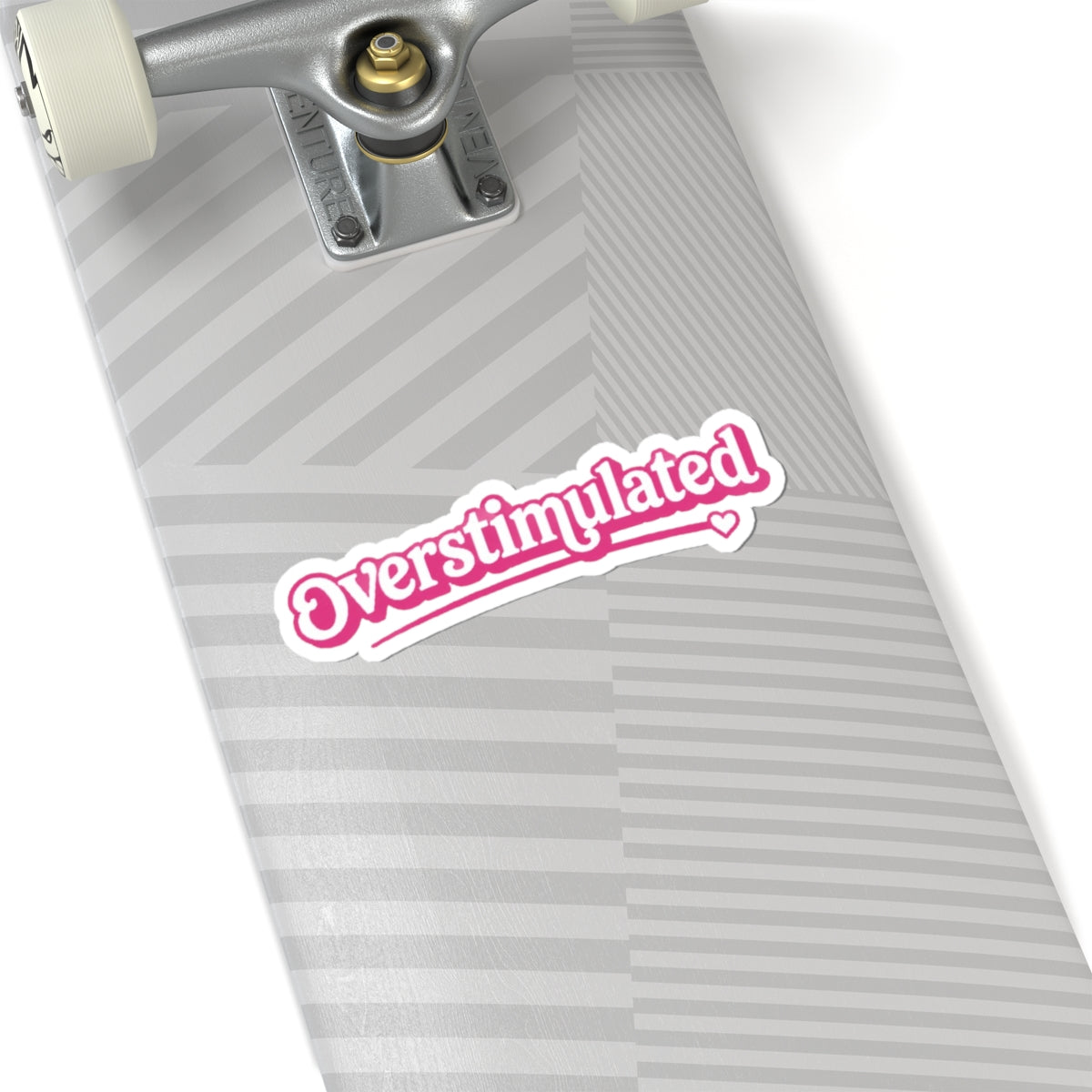 Overstimulated script sticker Kiss-Cut Sticker | pink retro cursive decal