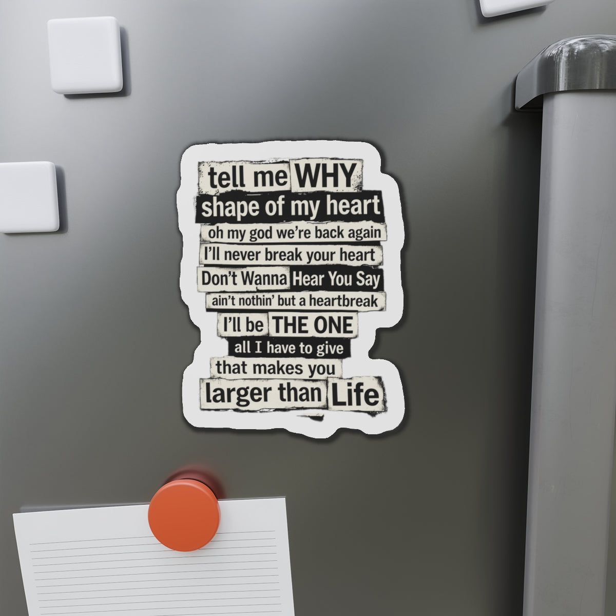 90s boy band Song Lyric Collage Die-Cut Magnet | Nostalgia Black Text Sticker Magnet | gift for millennials