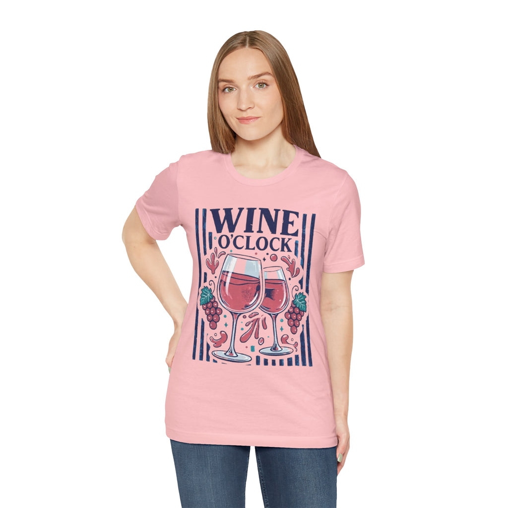 Wine O'Clock T-Shirt | Wine Glasses, Grapes, Vintage Stripes