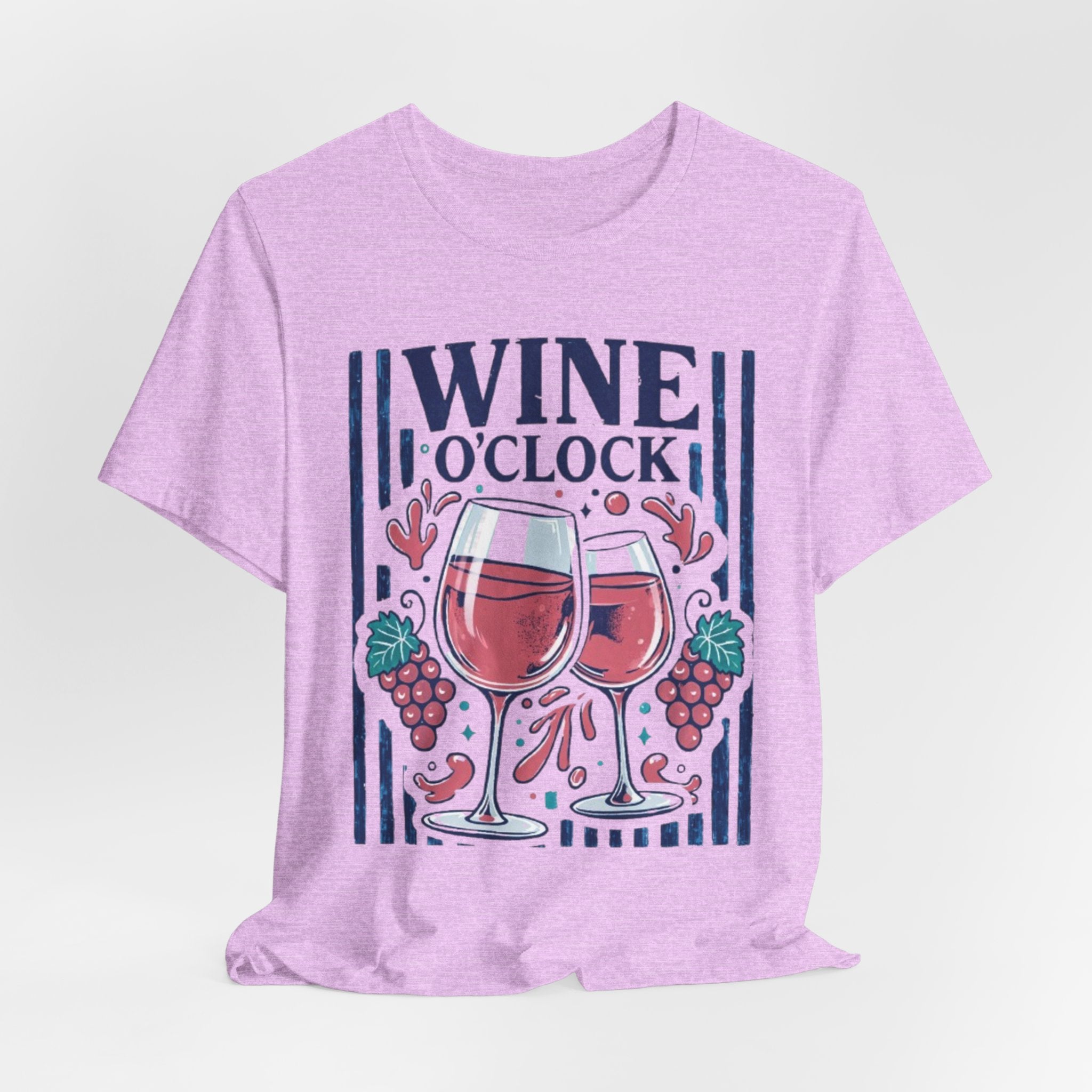 Wine O'Clock T-Shirt | Wine Glasses, Grapes, Vintage Stripes