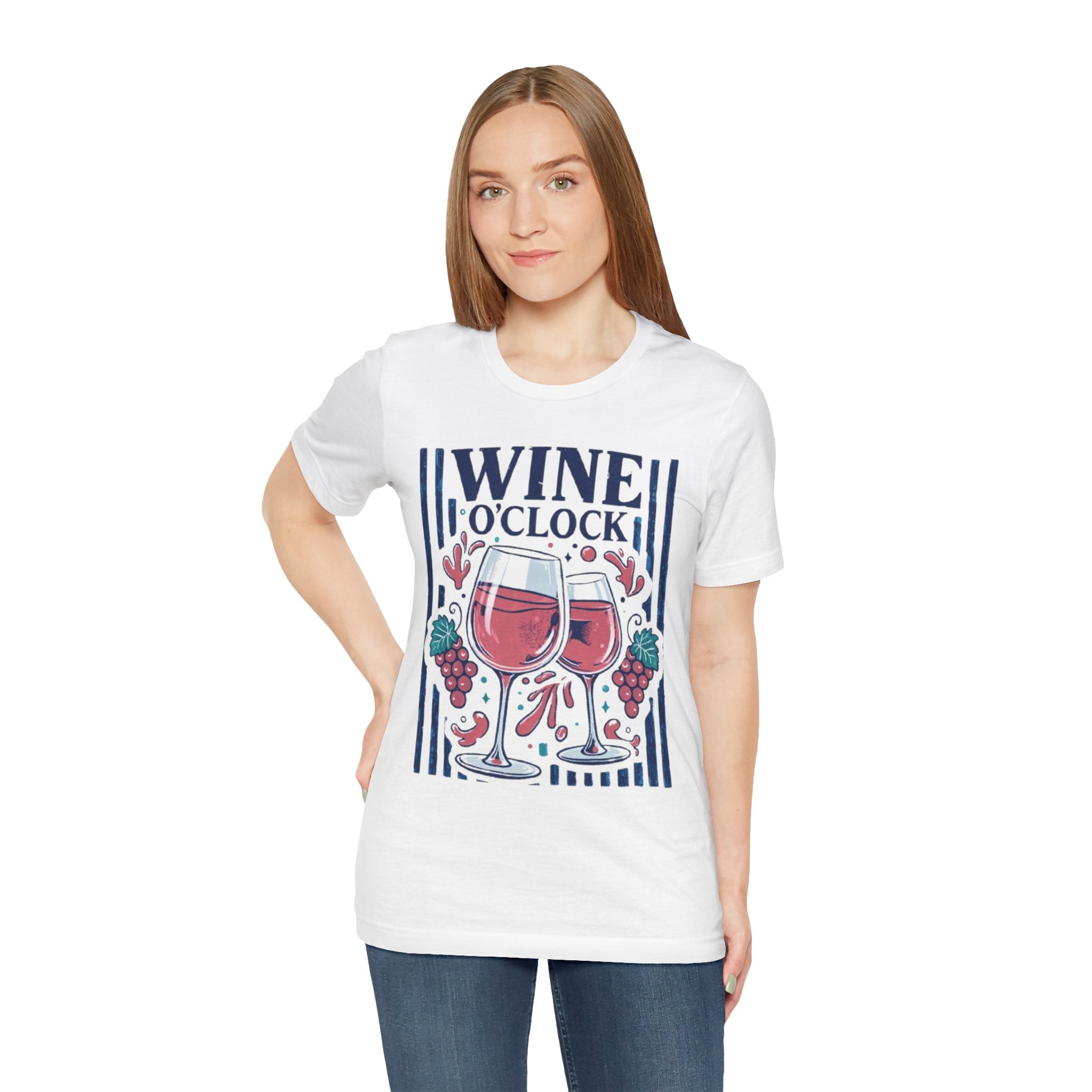 Wine O'Clock T-Shirt | Wine Glasses, Grapes, Vintage Stripes