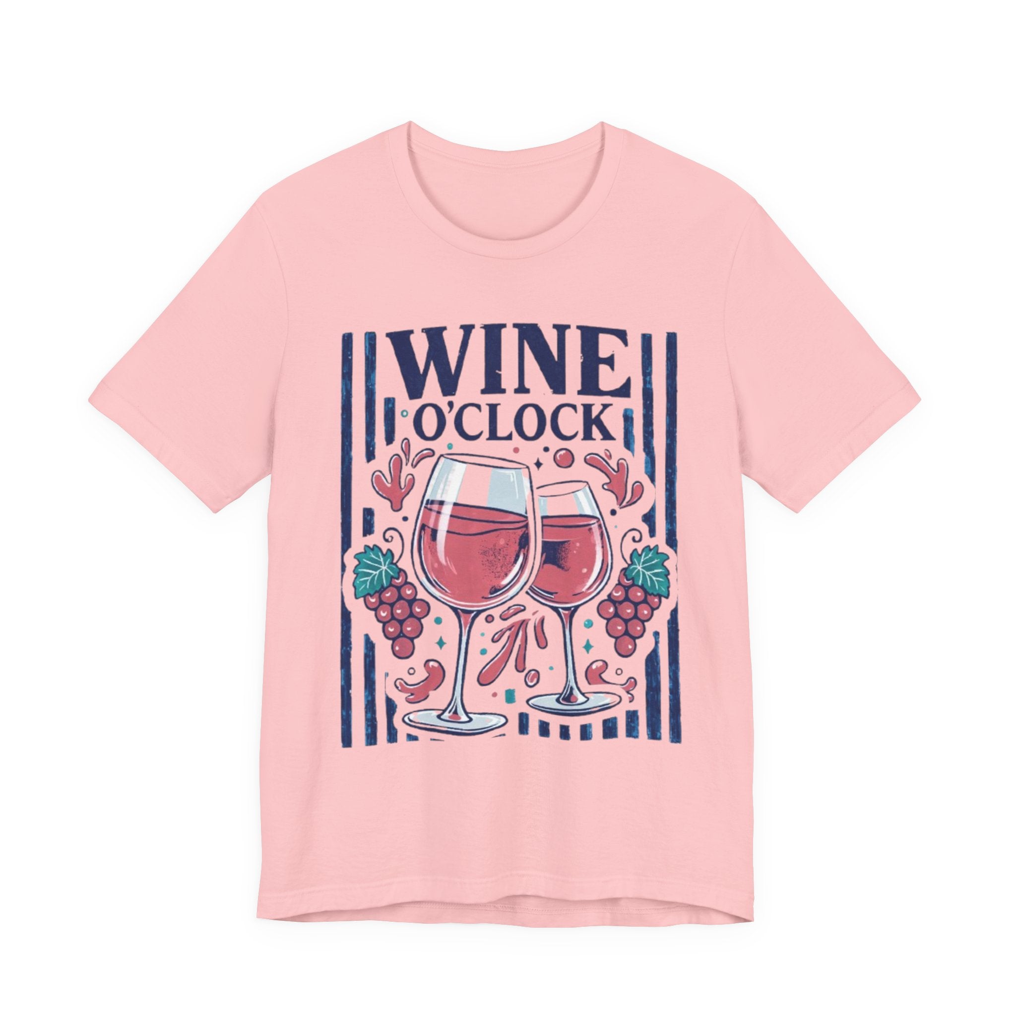 Wine O'Clock T-Shirt | Wine Glasses, Grapes, Vintage Stripes