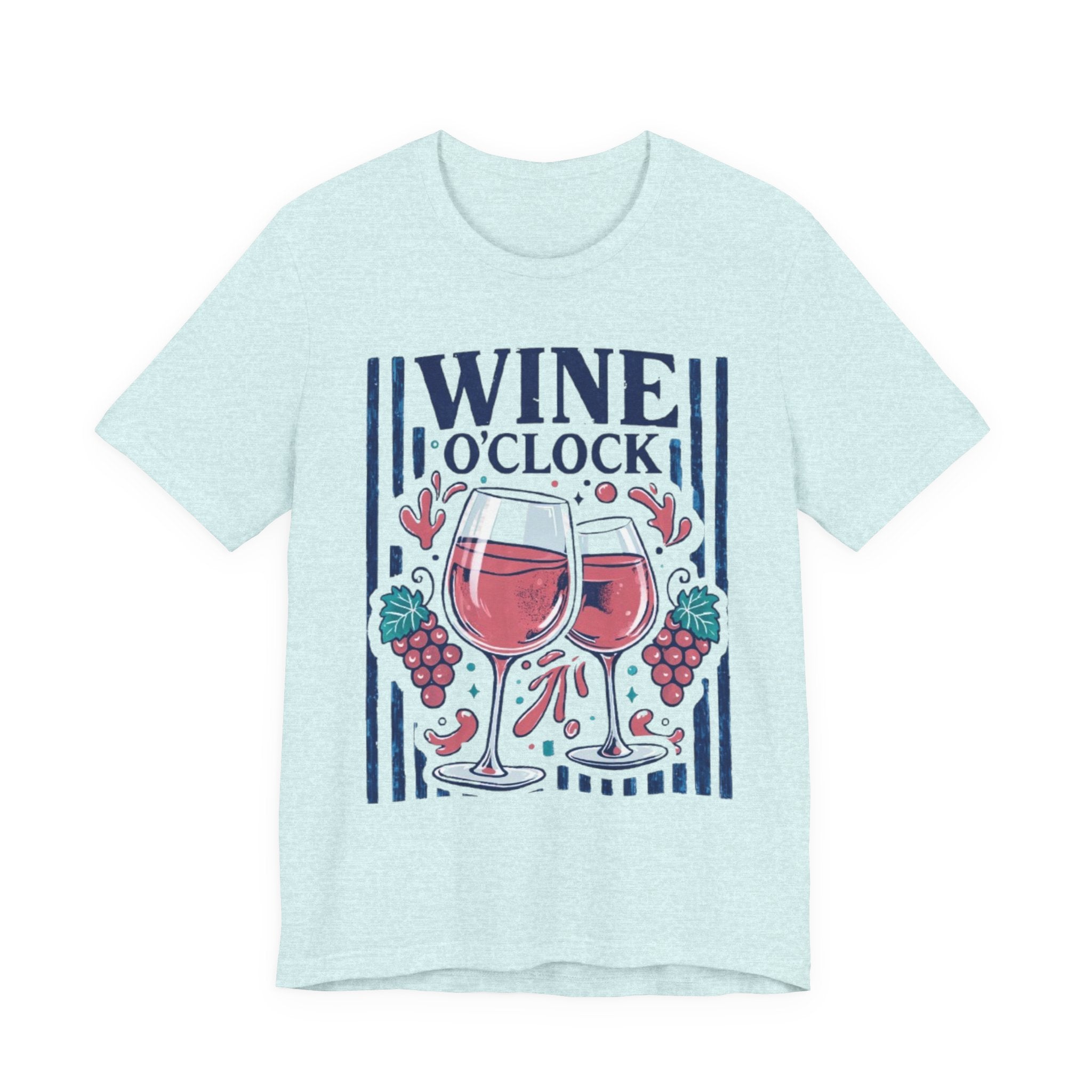 Wine O'Clock T-Shirt | Wine Glasses, Grapes, Vintage Stripes