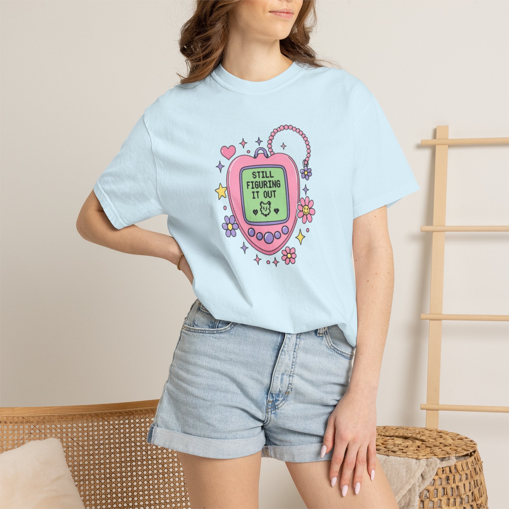 Nostalgic Digital Pet T-Shirt, Y2K Aesthetic Graphic Tee, Retro 90s Pixel Heart Shirt, Pastel Cute Unisex Graphic T-Shirt, Daily Reminder Top