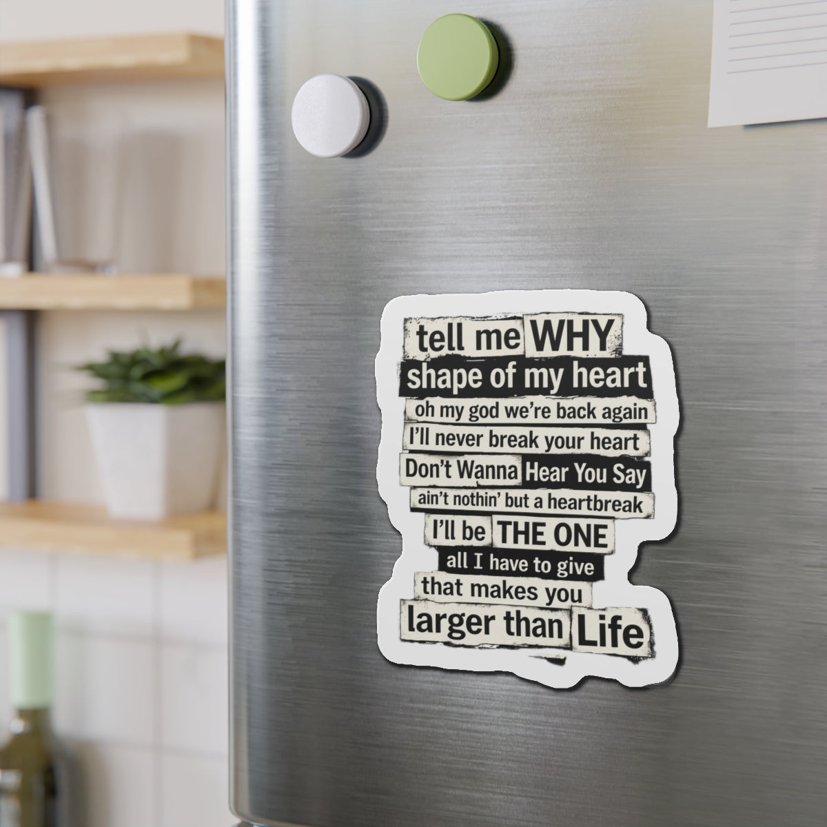 90s boy band Song Lyric Collage Die-Cut Magnet | Nostalgia Black Text Sticker Magnet | gift for millennials
