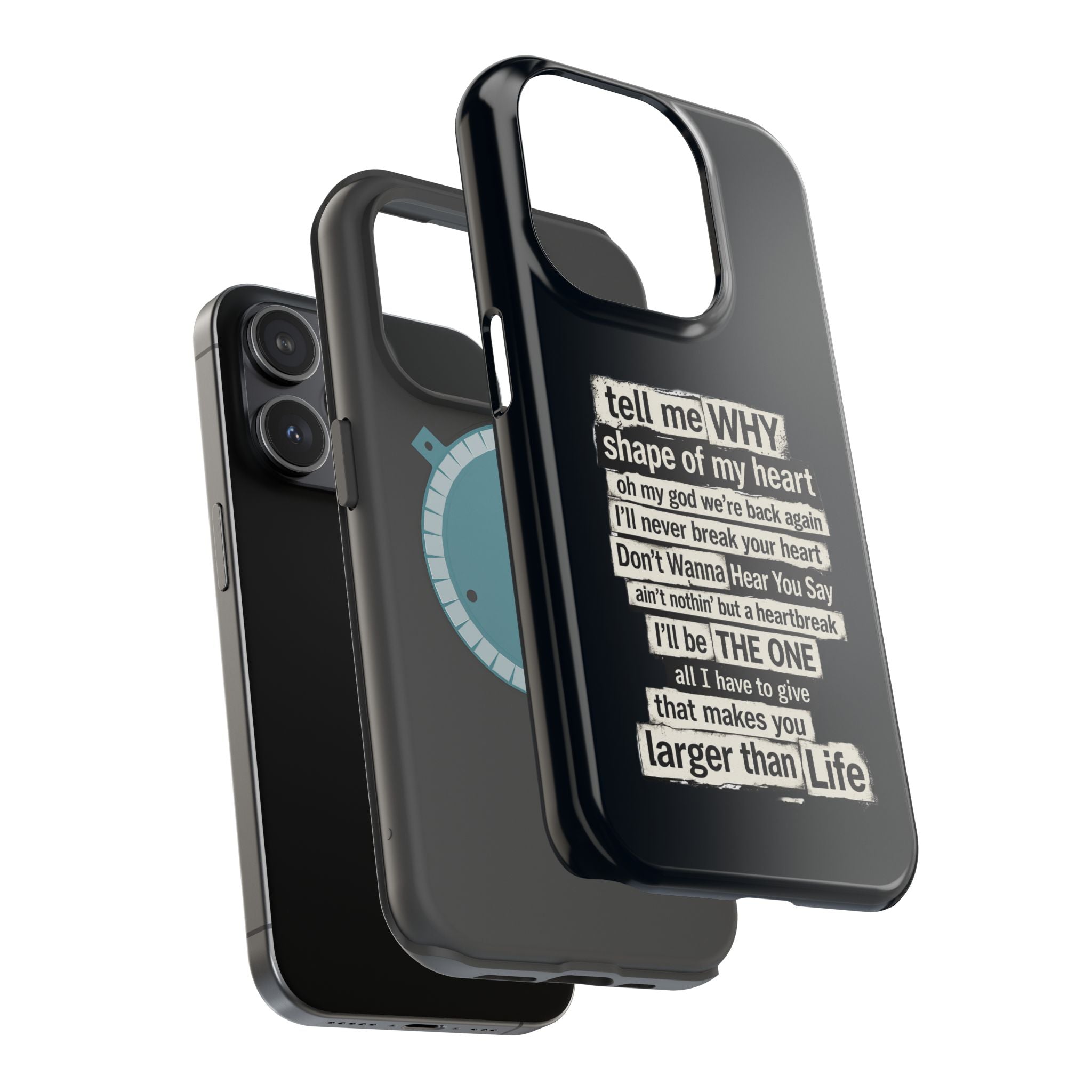 90s boy band Song Lyric Text Collage Phone Case | Magnetic Impact-Resistant Case | Gifts for Millennials
