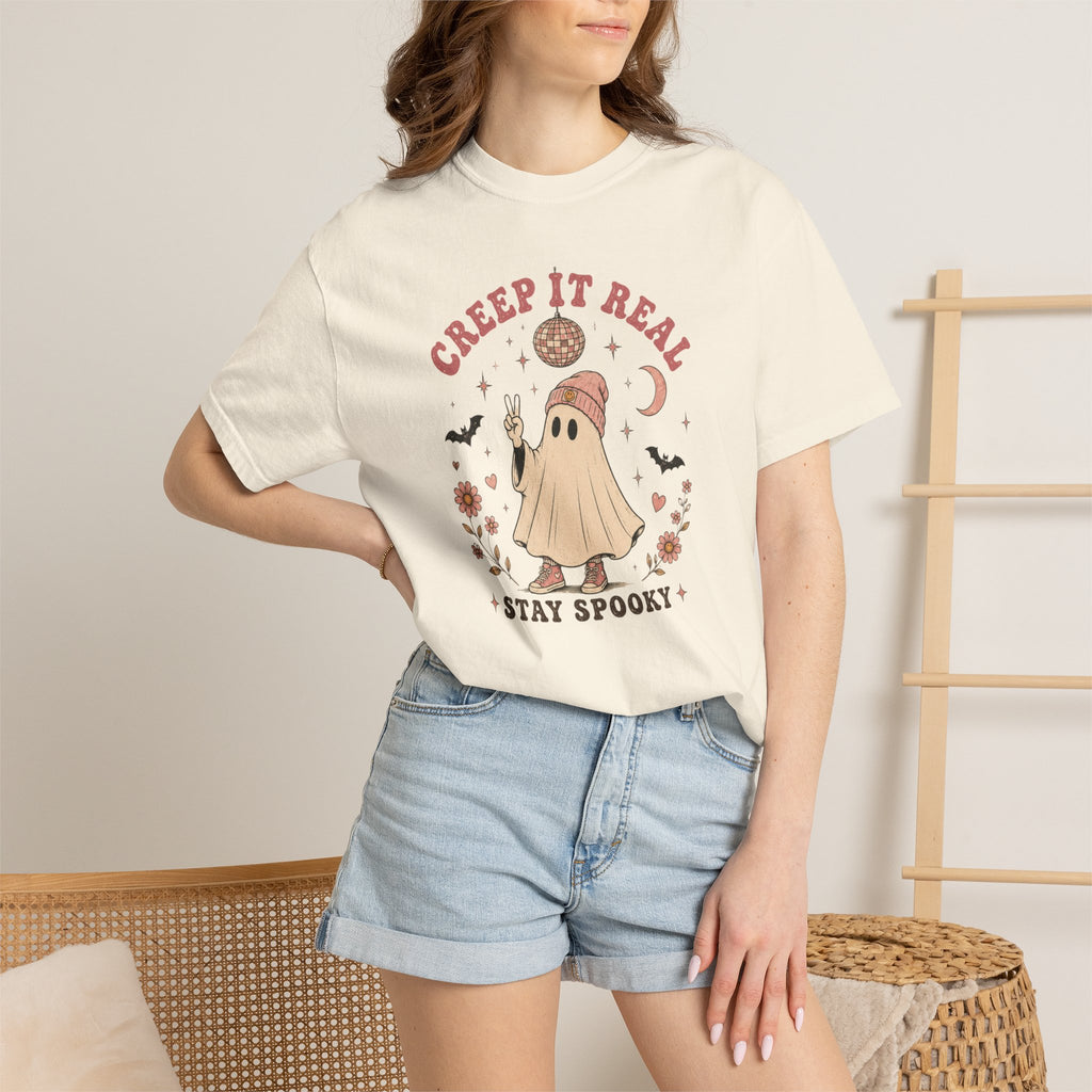 Cute Ghost Halloween Shirt | Creep It Real Retro Tee | Vintage Spooky Season Shirt | Girly Fall Graphic T-Shirt
