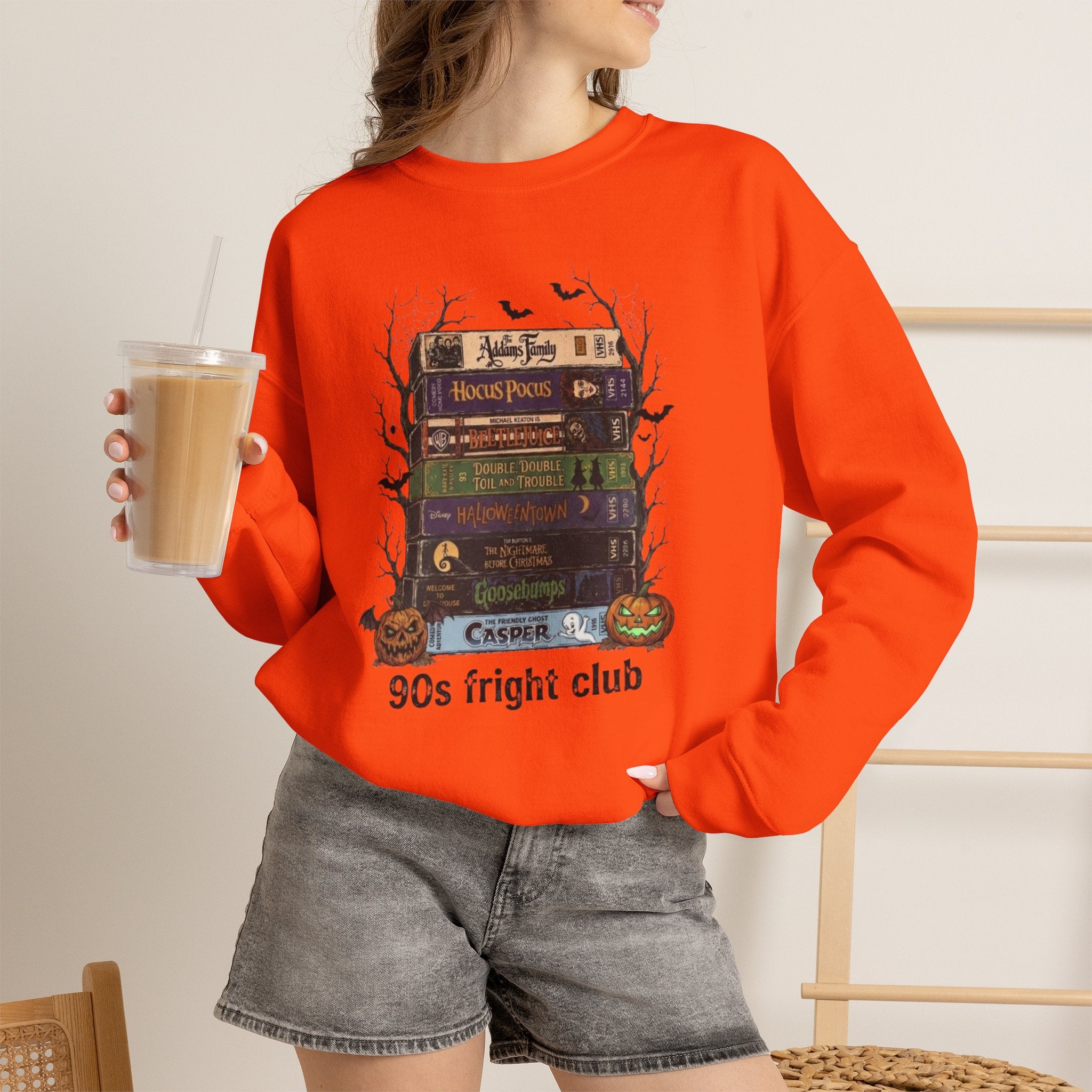 🎃 90s Fright Club VHS Tapes Sweatshirt – Vintage Halloween Crewneck
