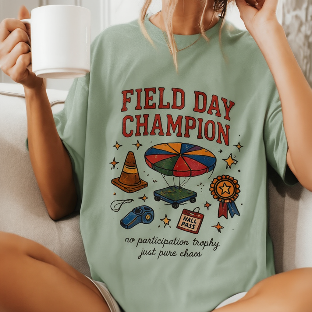Vintage Field Day Shirt, 90s School Gym Class Parachute Tee, Retro Teacher T-Shirt, Nostalgia Graphic Tee