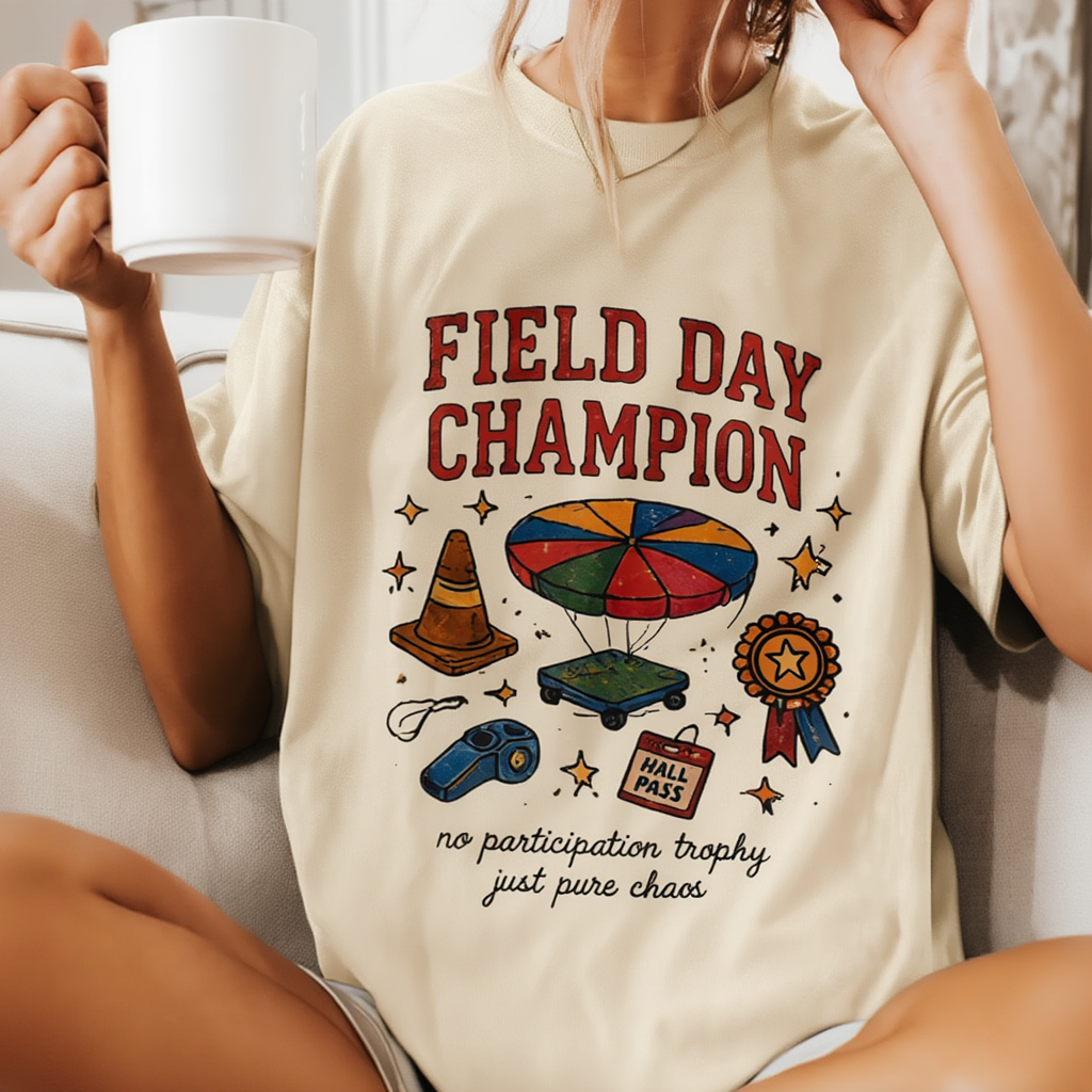 Vintage Field Day Shirt, 90s School Gym Class Parachute Tee, Retro Teacher T-Shirt, Nostalgia Graphic Tee