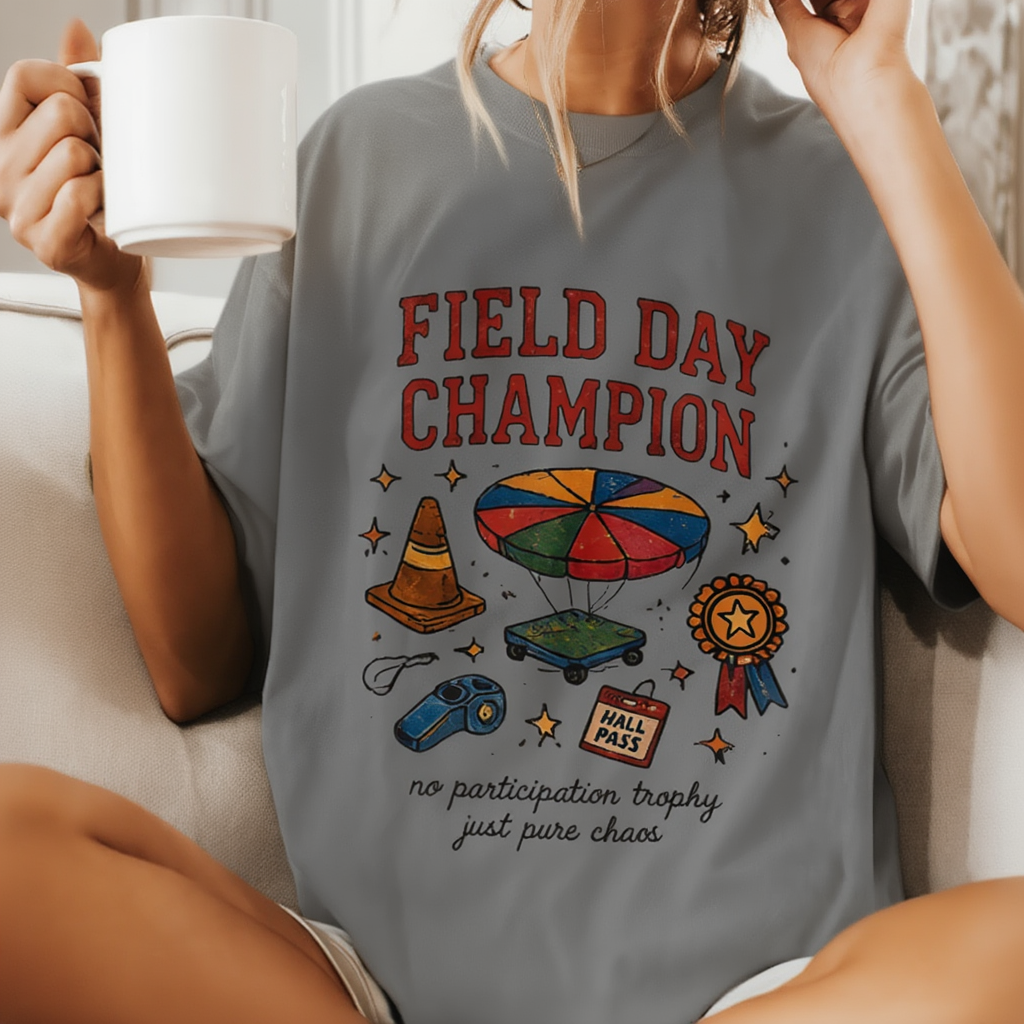 Vintage Field Day Shirt, 90s School Gym Class Parachute Tee, Retro Teacher T-Shirt, Nostalgia Graphic Tee