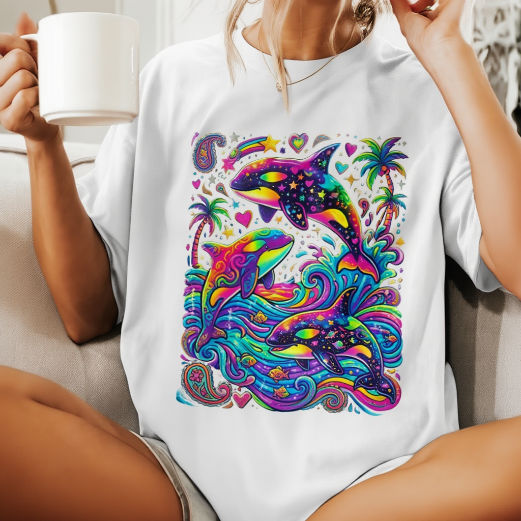 Neon Orca T-Shirt | 90s Millennial Retro Aesthetic