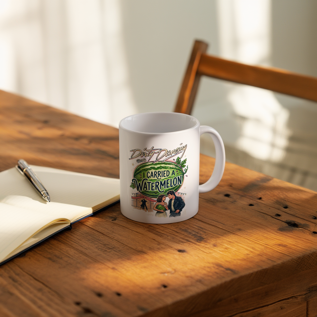 I Carried A Watermelon Ceramic Mug, Retro 80s Movie Quote Coffee Cup, Cute Nostalgic Gift for Movie Lovers