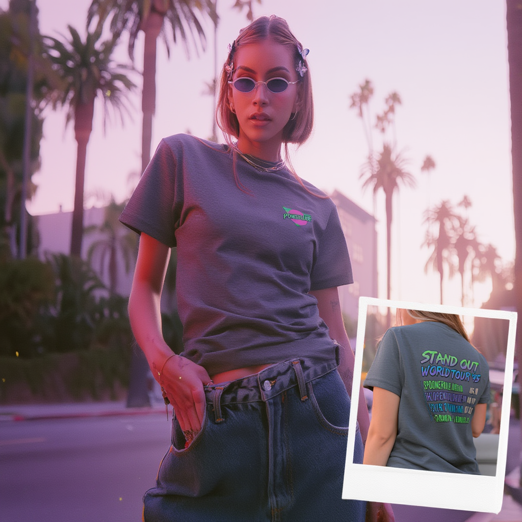 90s Pop Star Concert Tee | Retro Animated World Tour T-Shirt | Y2K Streetwear Graphic Top | 1990s Nostalgia Aesthetic Casual Shirt