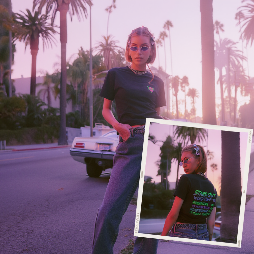90s Pop Star Concert Tee | Retro Animated World Tour T-Shirt | Y2K Streetwear Graphic Top | 1990s Nostalgia Aesthetic Casual Shirt