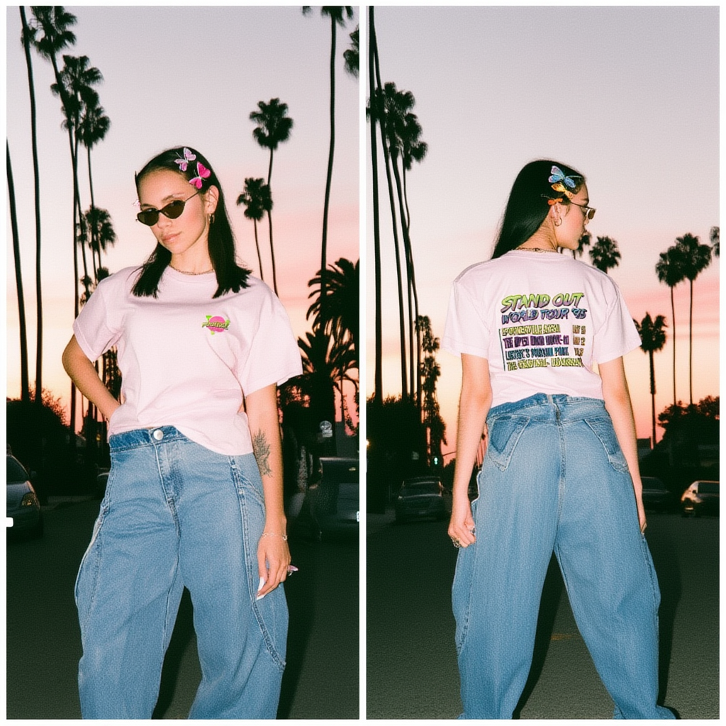 90s Pop Star Concert Tee | Retro Animated World Tour T-Shirt | Y2K Streetwear Graphic Top | 1990s Nostalgia Aesthetic Casual Shirt