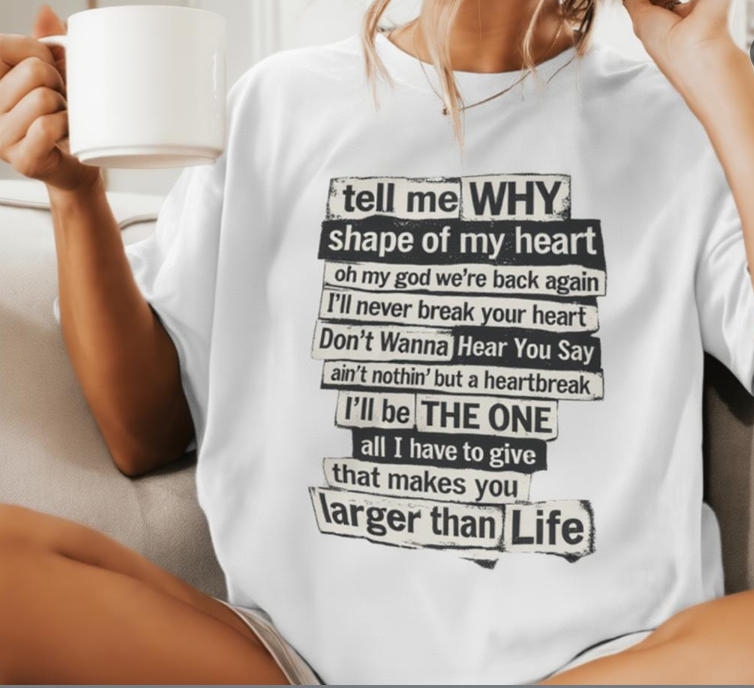 90's Boy Band Nostalgia Lyrics Tee | Concert Shirt for Vegas Sphere Residency