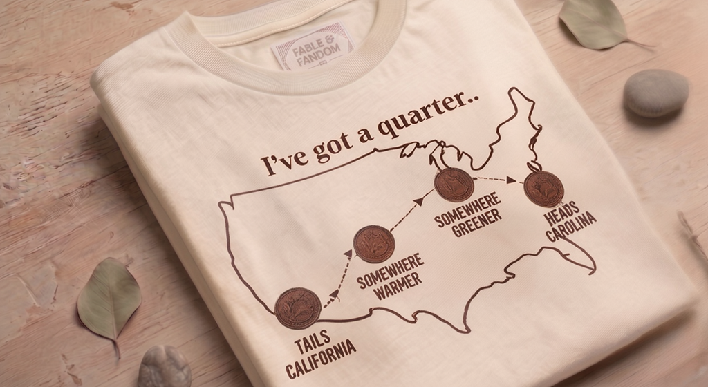 Heads Carolina Tails California T-shirt | 90s Country Lyrics Tee
