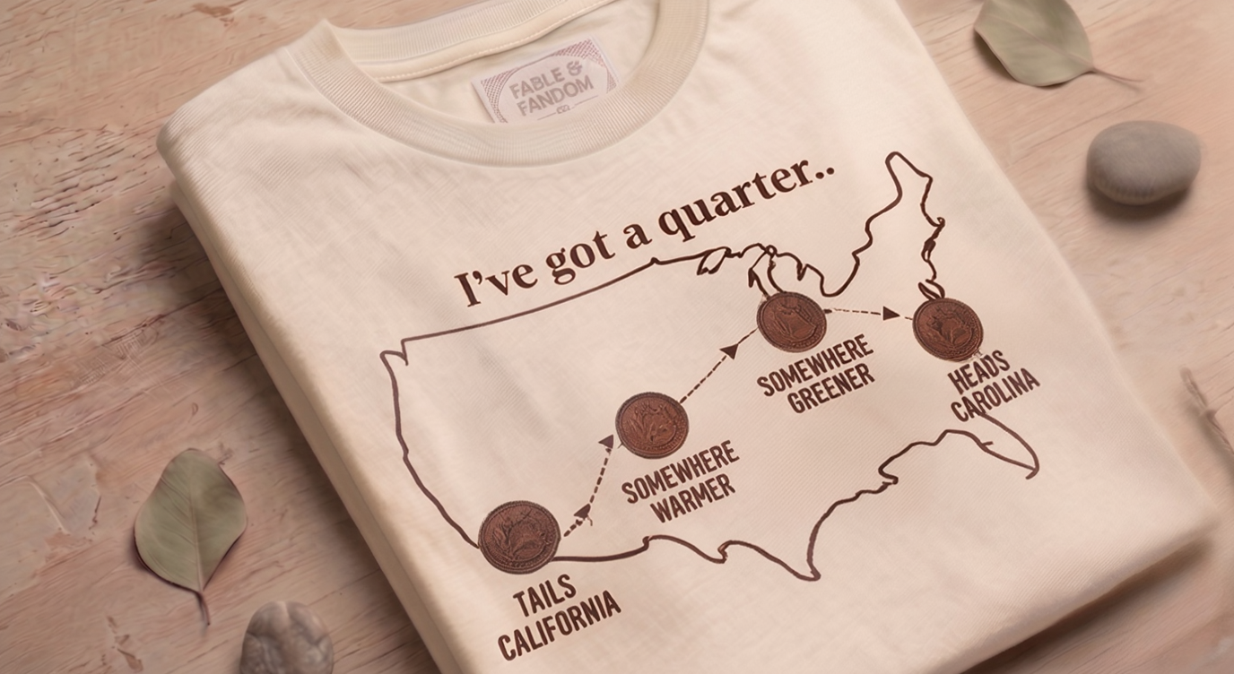 Heads Carolina Tails California T-shirt | 90s Country Lyrics Tee