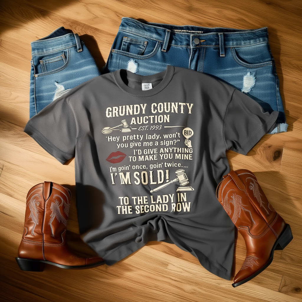 Vintage 90s Country Music Shirt - Grundy County Auction Tee
