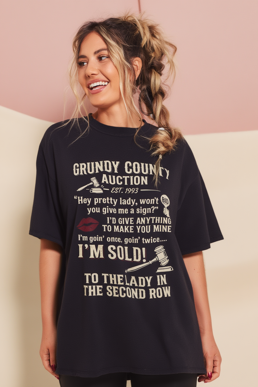 Vintage 90s Country Music Shirt - Grundy County Auction Tee