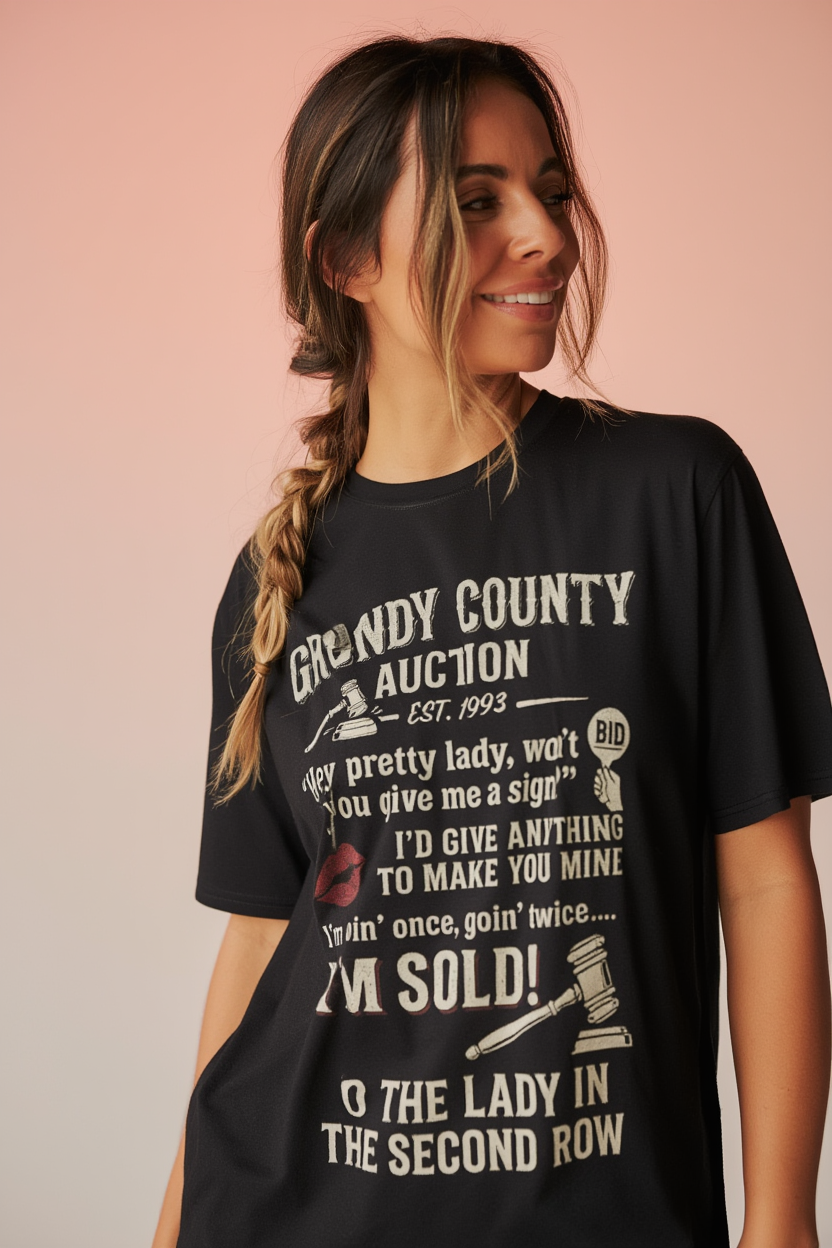Vintage 90s Country Music Shirt - Grundy County Auction Tee