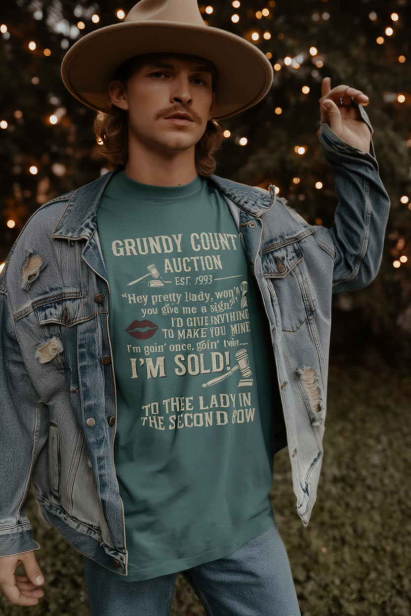 Vintage 90s Country Music Shirt - Grundy County Auction Tee