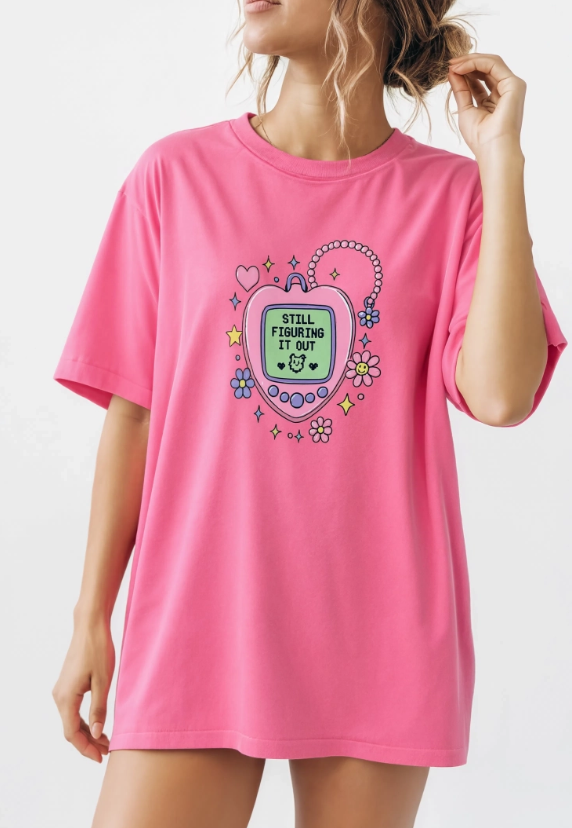 Nostalgic Digital Pet T-Shirt, Y2K Aesthetic Graphic Tee, Retro 90s Pixel Heart Shirt, Pastel Cute Unisex Graphic T-Shirt, Daily Reminder Top