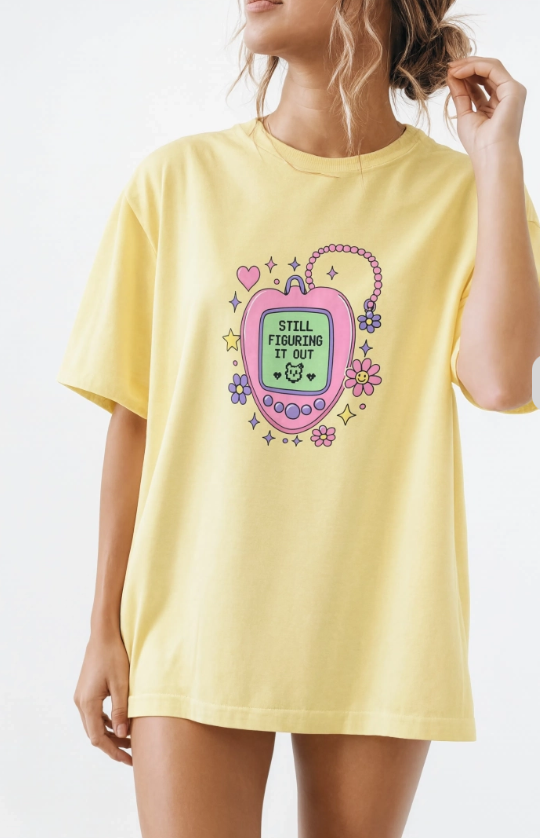 Nostalgic Digital Pet T-Shirt, Y2K Aesthetic Graphic Tee, Retro 90s Pixel Heart Shirt, Pastel Cute Unisex Graphic T-Shirt, Daily Reminder Top