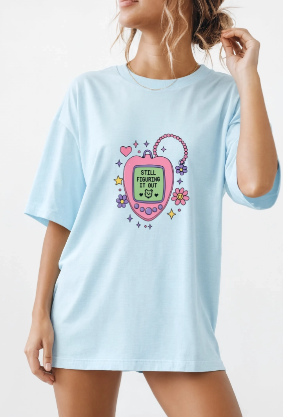 Nostalgic Digital Pet T-Shirt, Y2K Aesthetic Graphic Tee, Retro 90s Pixel Heart Shirt, Pastel Cute Unisex Graphic T-Shirt, Daily Reminder Top