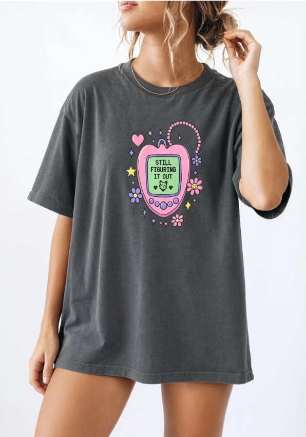 Nostalgic Digital Pet T-Shirt, Y2K Aesthetic Graphic Tee, Retro 90s Pixel Heart Shirt, Pastel Cute Unisex Graphic T-Shirt, Daily Reminder Top