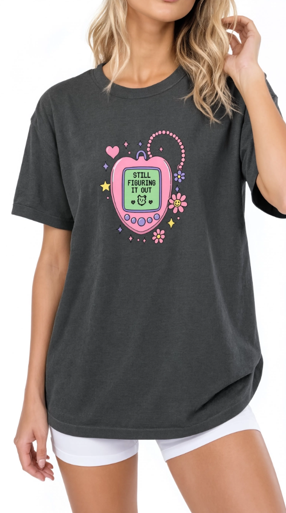 Nostalgic Digital Pet T-Shirt, Y2K Aesthetic Graphic Tee, Retro 90s Pixel Heart Shirt, Pastel Cute Unisex Graphic T-Shirt, Daily Reminder Top
