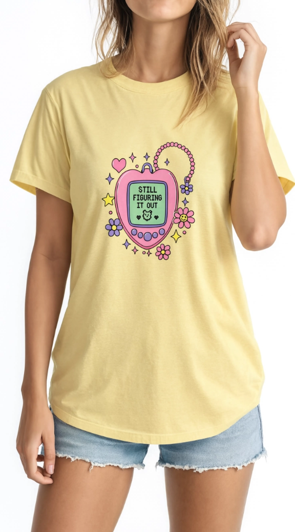 Nostalgic Digital Pet T-Shirt, Y2K Aesthetic Graphic Tee, Retro 90s Pixel Heart Shirt, Pastel Cute Unisex Graphic T-Shirt, Daily Reminder Top