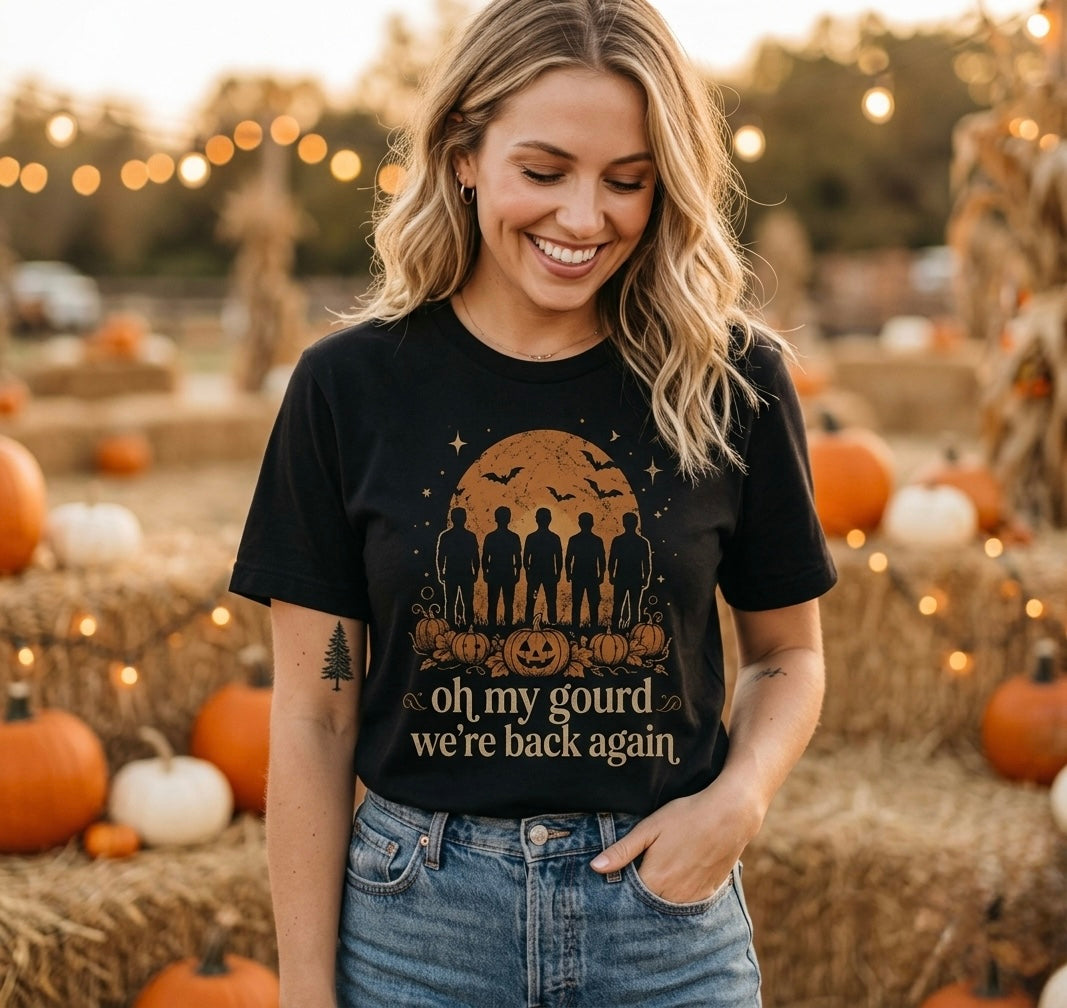 Funny Halloween Pumpkin T-Shirt, Oh My Gourd Were Back Again Shirt, Retro 90s Nostalgia Fan Tee, Cute Autumn Graphic Tee, Ghost Fall Outfit