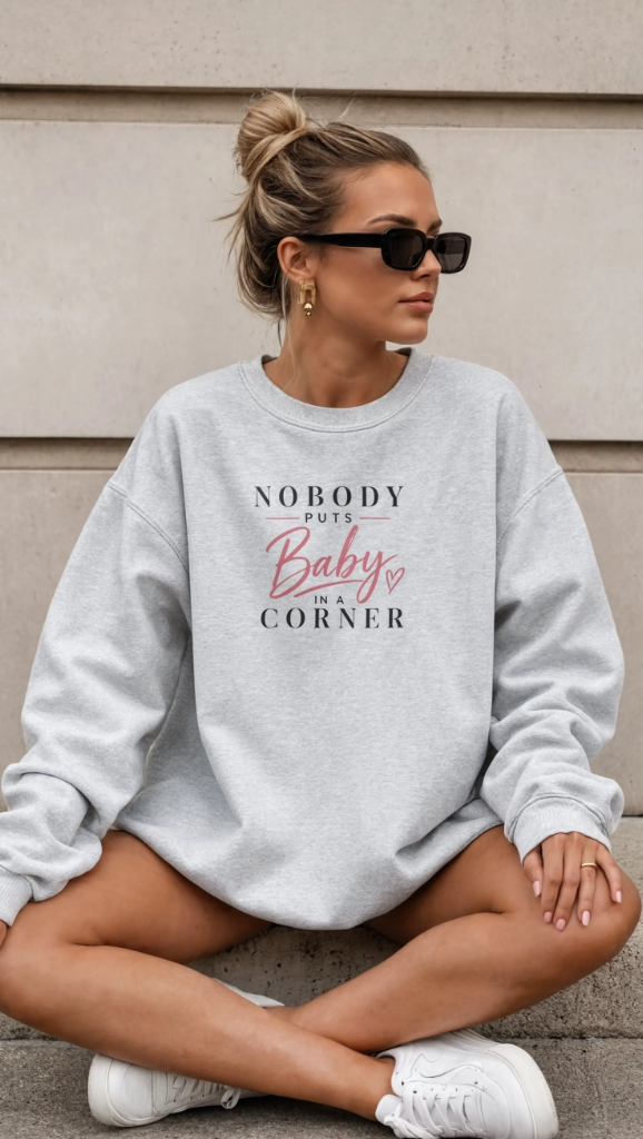 Nobody Puts Baby in a Corner Sweatshirt | Retro Quote Crewneck | Cozy Graphic Sweatshirt