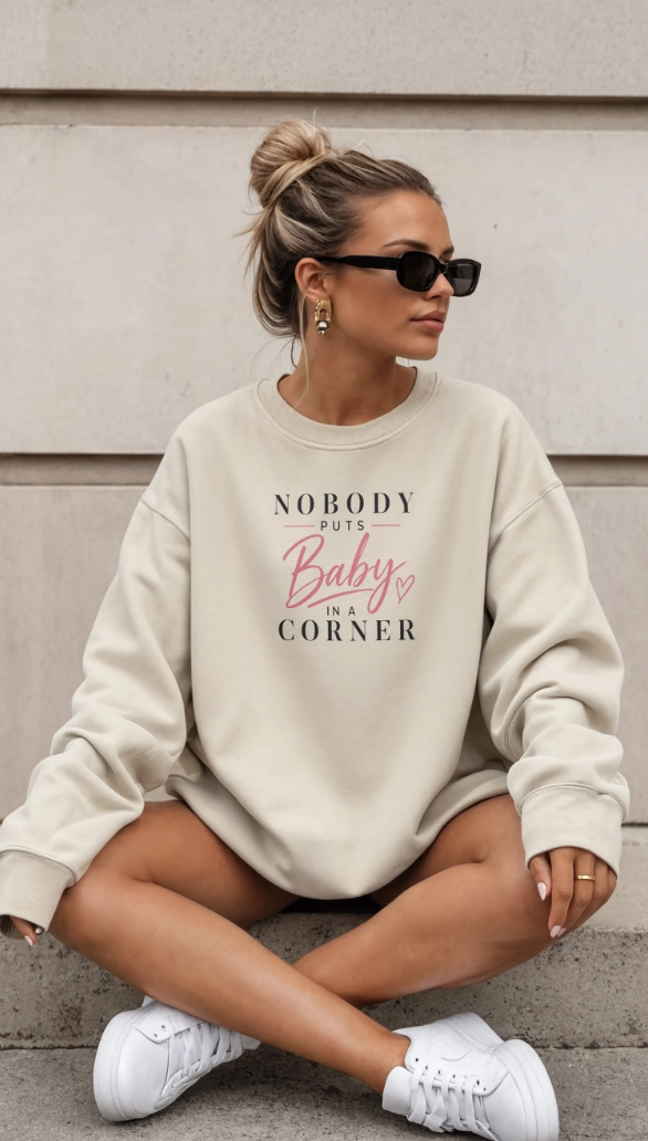 Nobody Puts Baby in a Corner Sweatshirt | Retro Quote Crewneck | Cozy Graphic Sweatshirt