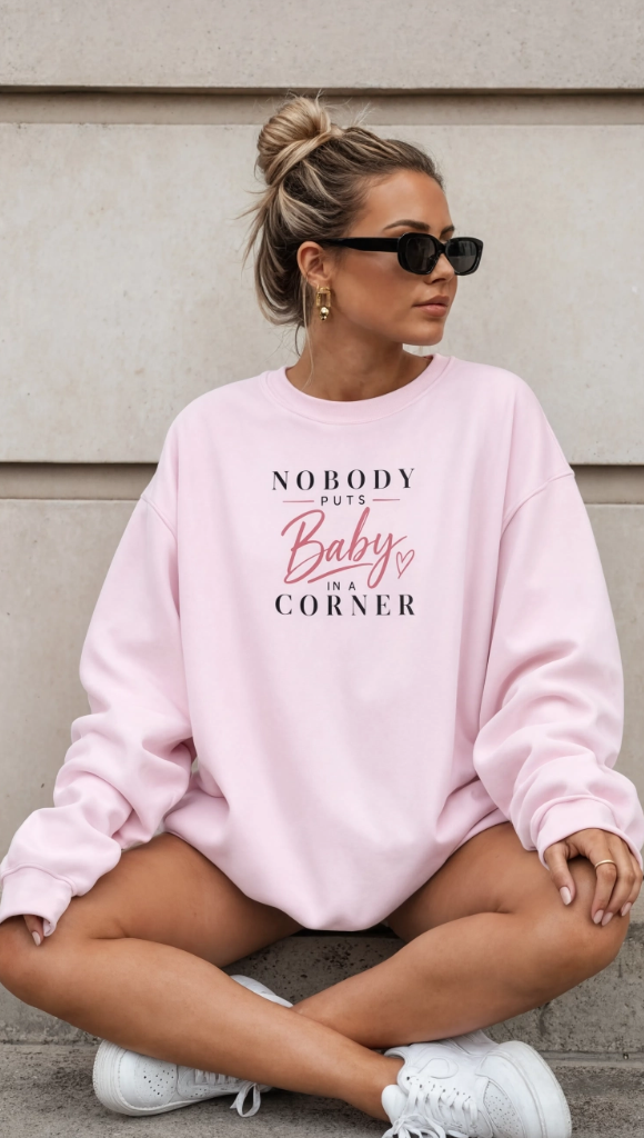 Nobody Puts Baby in a Corner Sweatshirt | Retro Quote Crewneck | Cozy Graphic Sweatshirt
