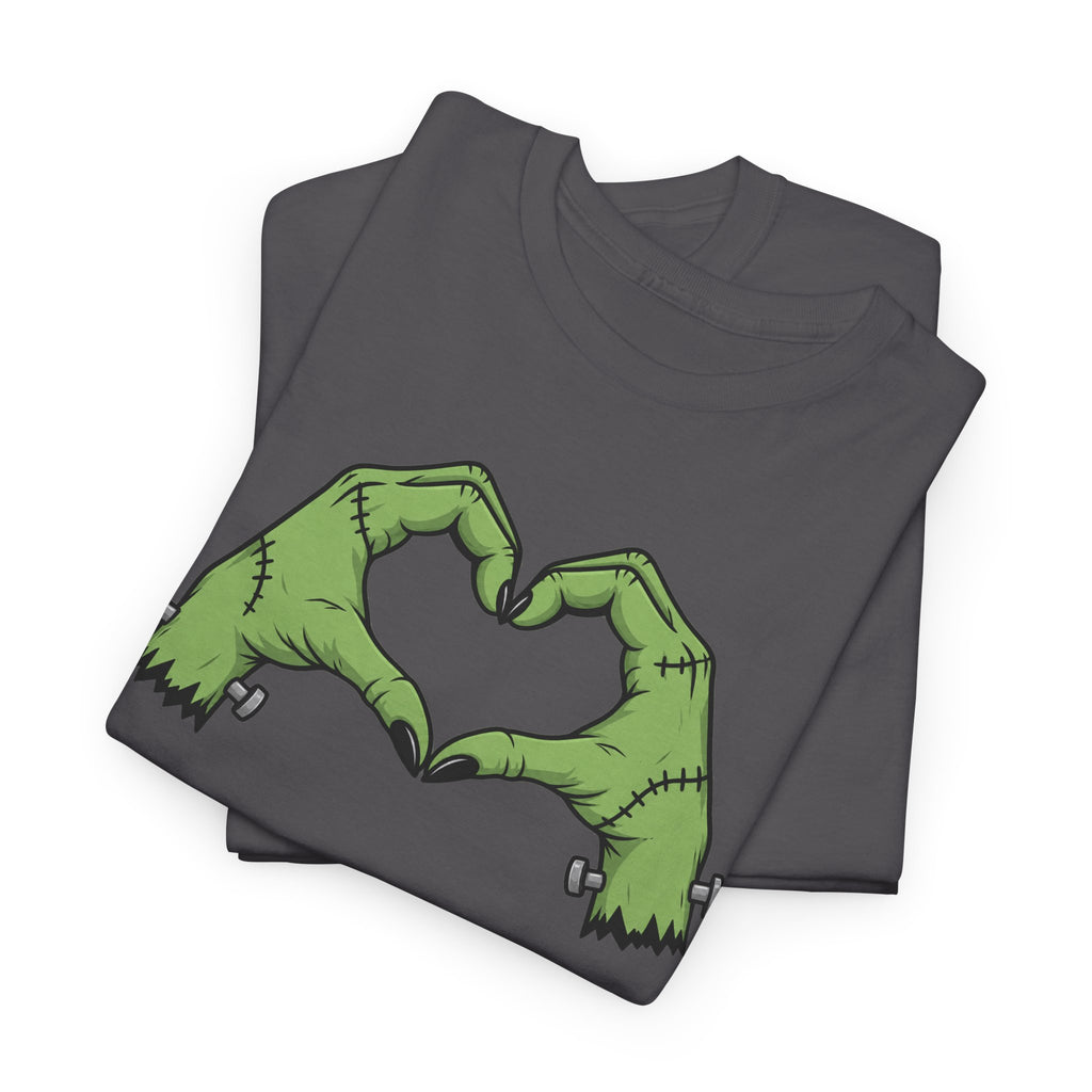 Frankenstein Heart Hands Halloween T-Shirt | Spooky Cute Graphic Tee | Halloween Shirt