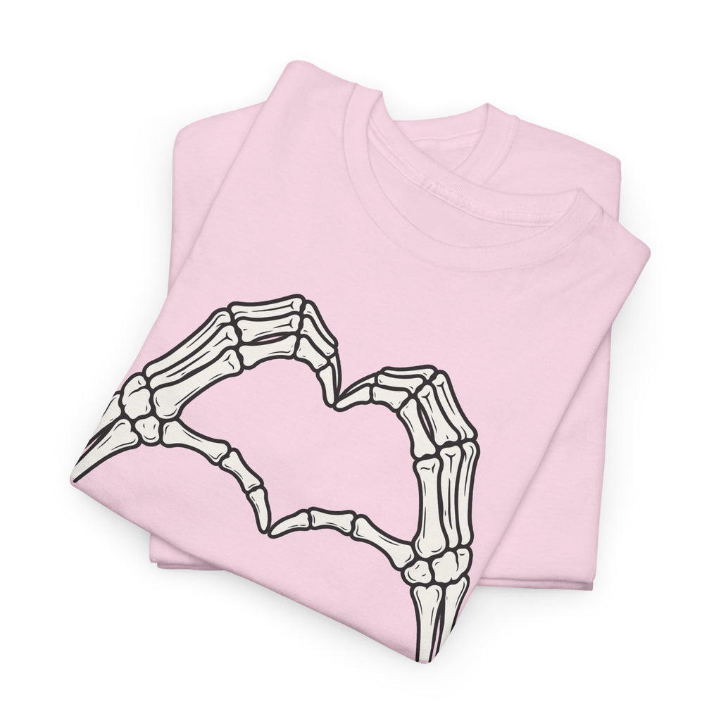 Skeleton Heart Hands Halloween Shirt | Millennial Heart Tee | Spooky Graphic T-Shirt | Halloween Shirt for Women