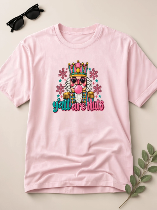 Y’all Are Nuts Christmas Nutcracker Shirt | Funny Christmas T-Shirt | Retro Holiday Graphic Tee | Colorful Christmas Shirt